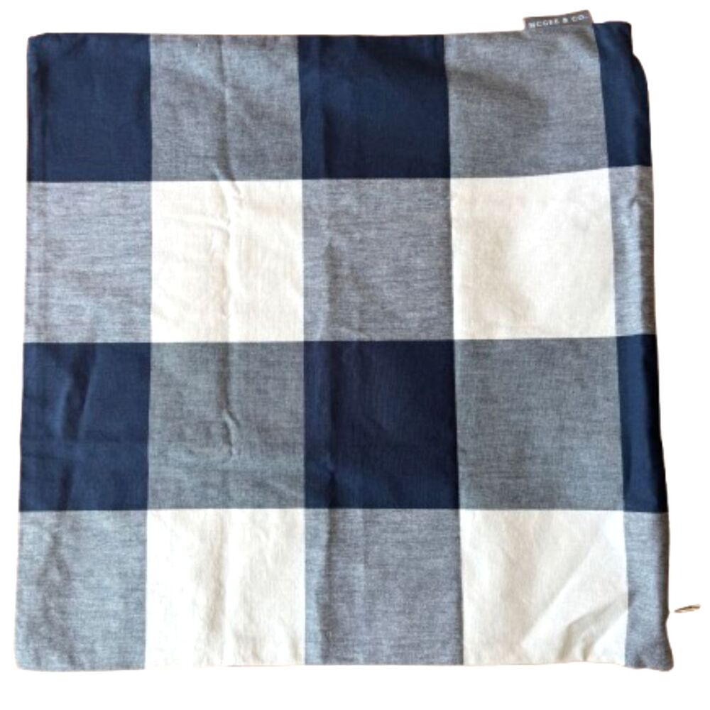 McGee & Co Classic Navy & Cream Buffalo Check Zip Closure Square Pillow Cover